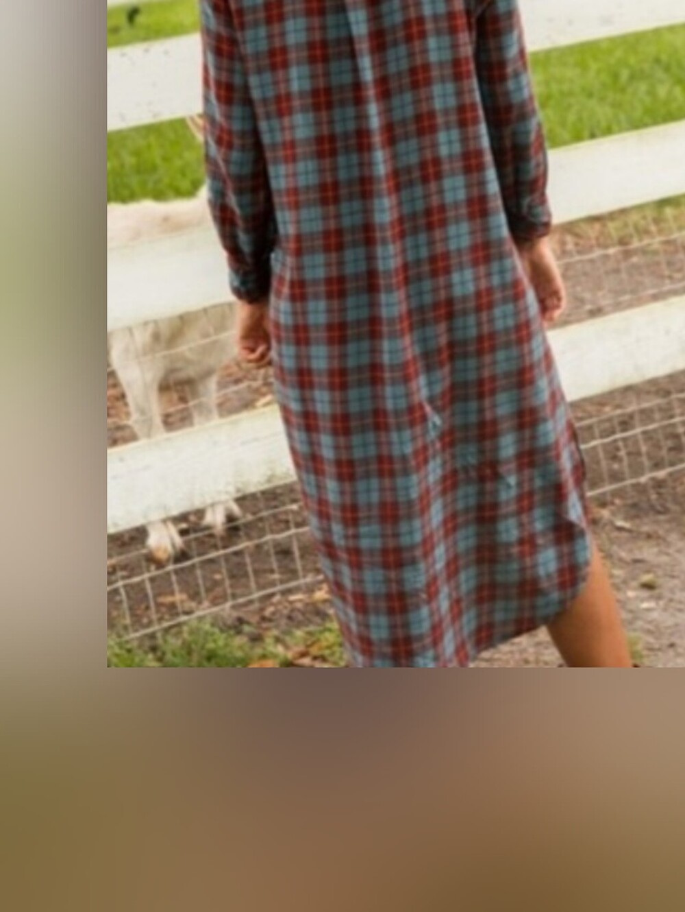 Natural Life Cooper Flannel Shirt Dress Turquoise Plaid Medium Boho Country - Picture 2 of 4